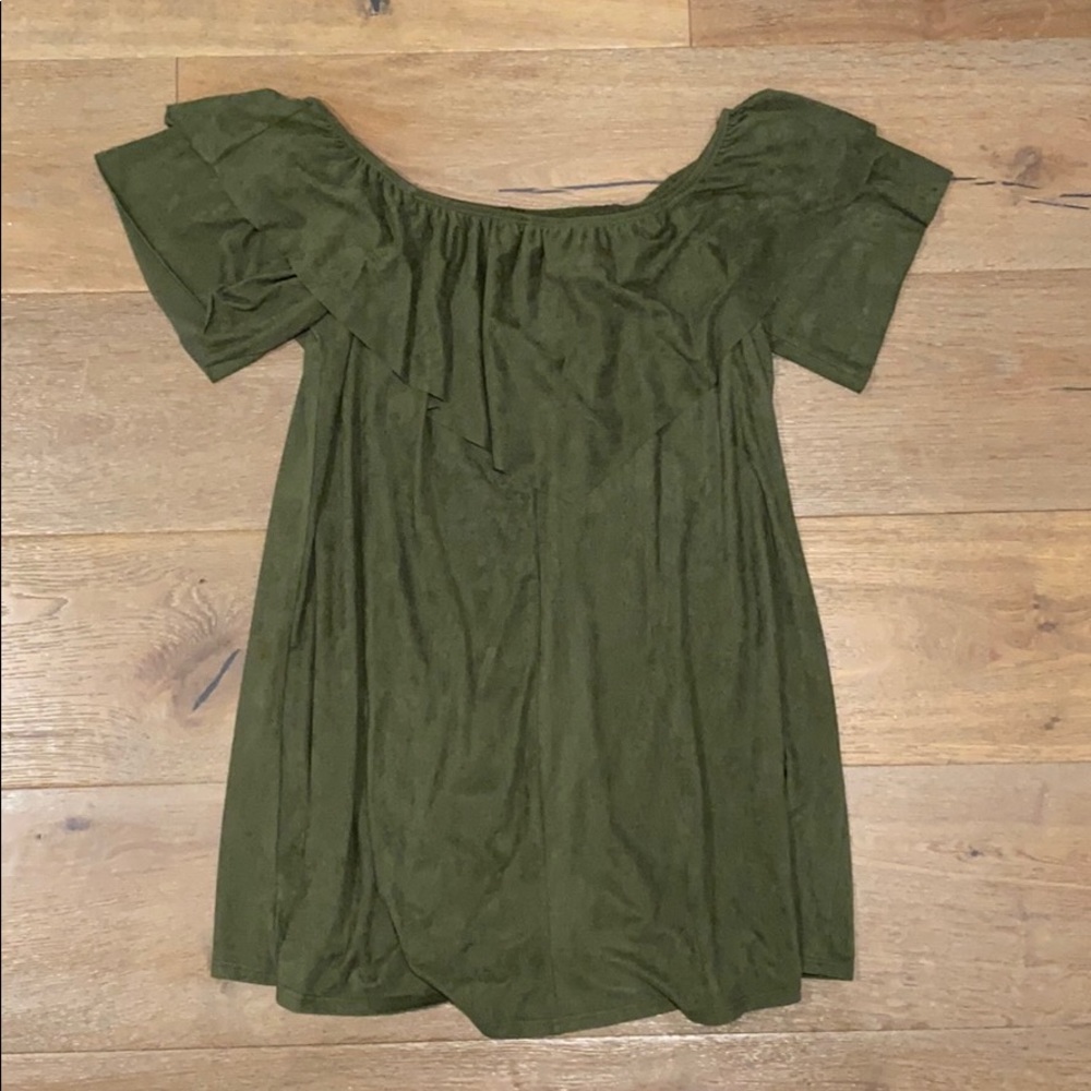 Suede look off the shoulder dress